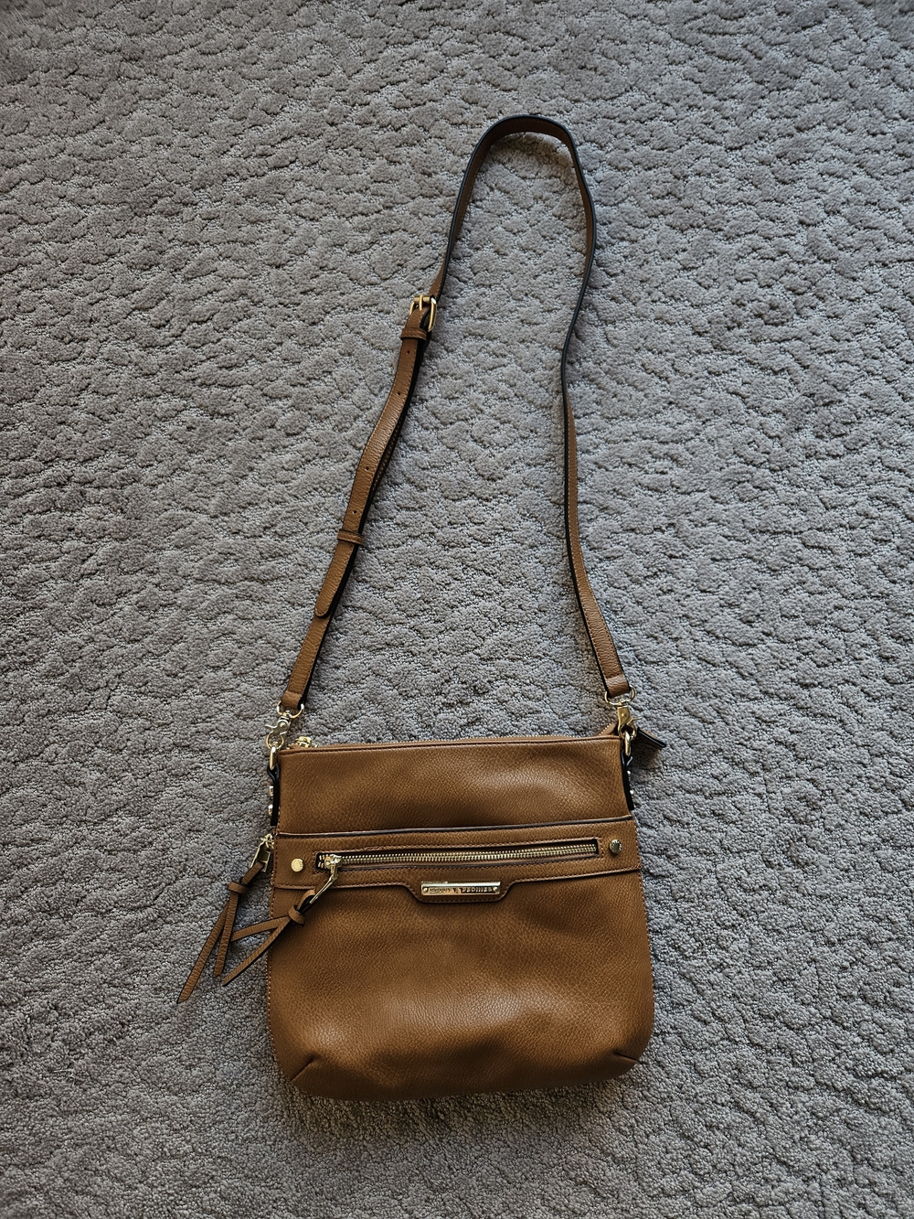 Poppy & Peonies Brown Leather Crossbody Bag - Women's Shoulder Bag